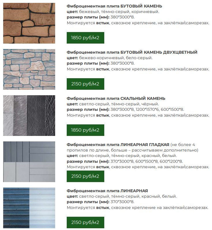 фиброцементные плиты
